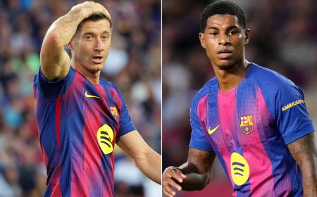 Barcelona eye Kane and Rashford double swoop as Lewandowski successor plan revealed