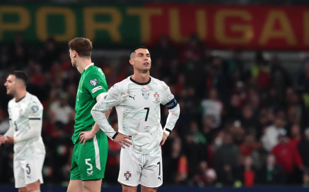 Cristiano Ronaldo sent off as Ireland stun Portugal in fiery World Cup qualifier