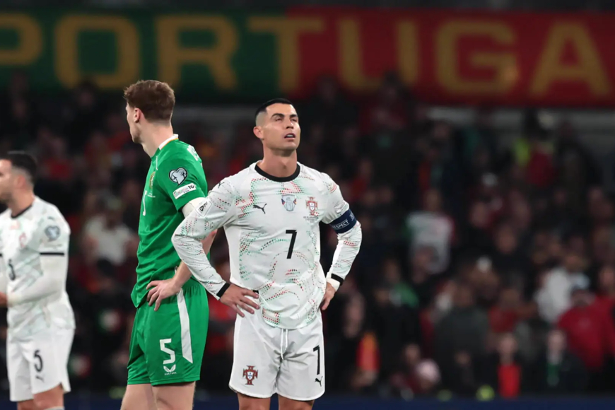 Cristiano Ronaldo sent off as Ireland stun Portugal in fiery World Cup qualifier